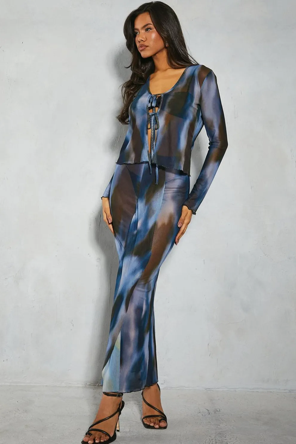 Pattern Mesh Top & Maxi Skirt Co-ord | Nasty Gal