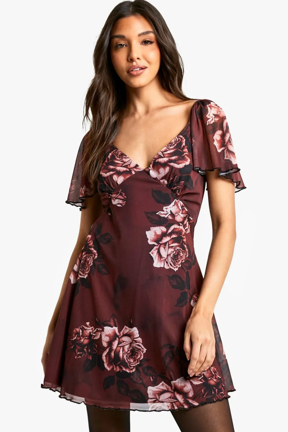 Blurred Floral Godet Mini Dress | Nasty Gal