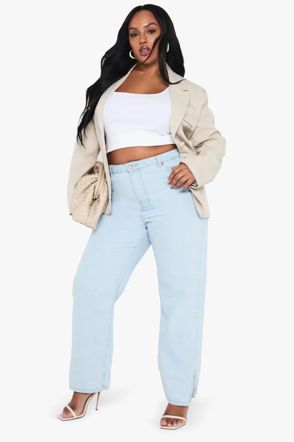 Plus Basics High Waisted Split Hem Straight Leg Jeans | Nasty Gal