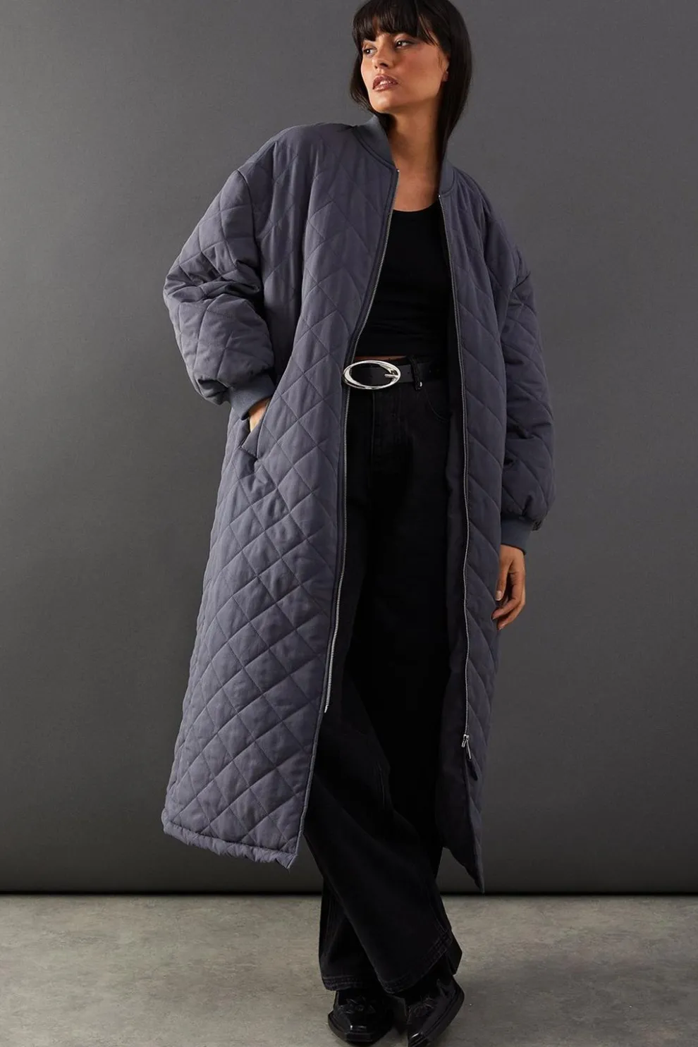 Diamond Quilted Padded Longline Coat | Nasty Gal