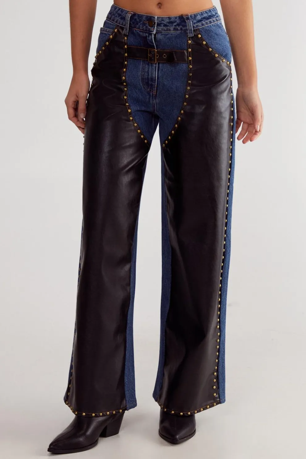 Denim Pu Mix Chaps | Nasty Gal