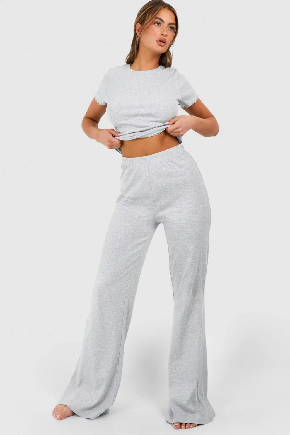 Loungewear Premium Rib Flared Trousers | Nasty Gal