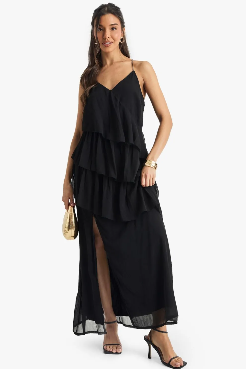Chiffon Ruffle Cross Back Midaxi Dress | Nasty Gal