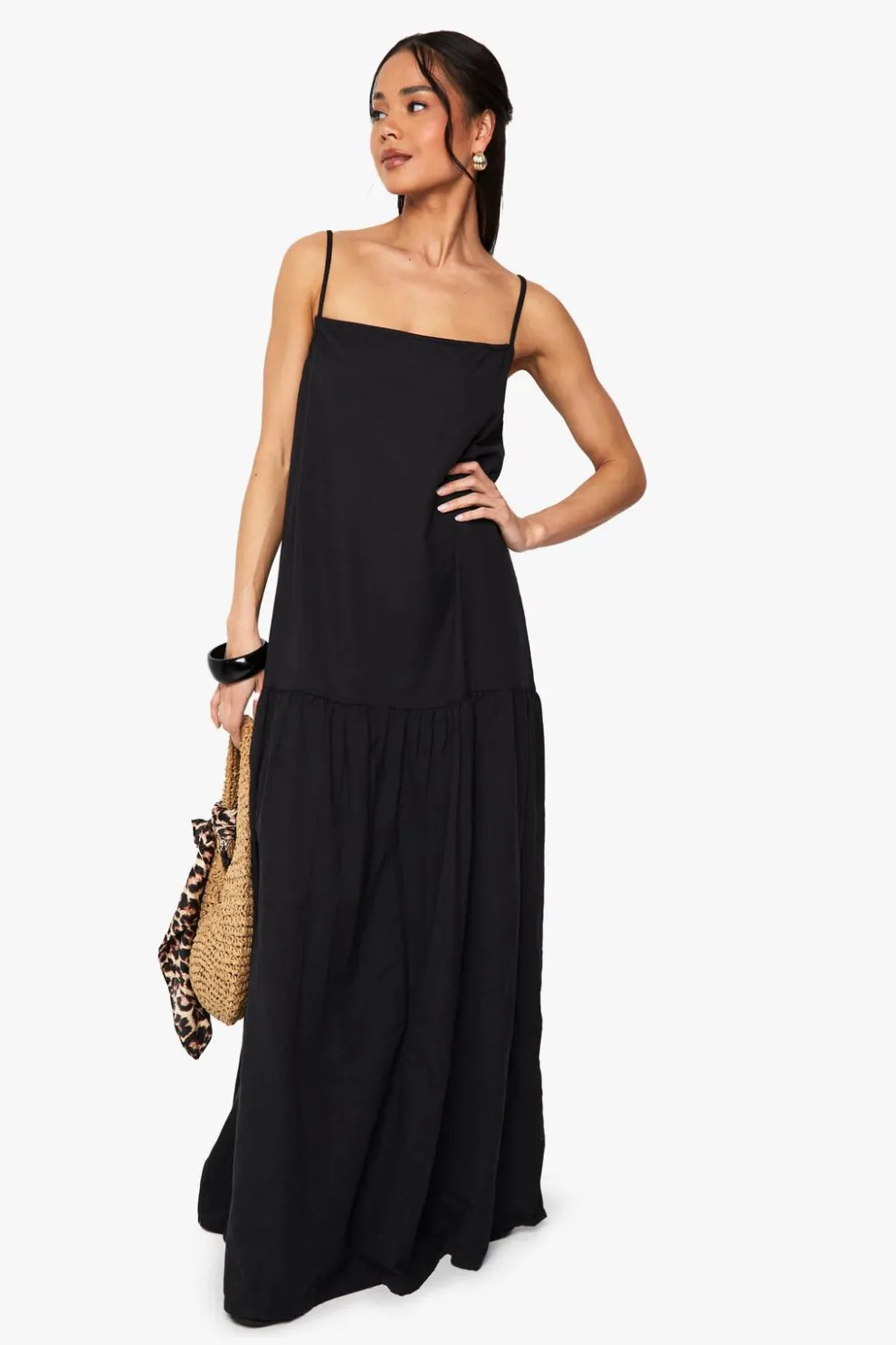Linen Drop Waist Strappy Maxi Dress | Nasty Gal