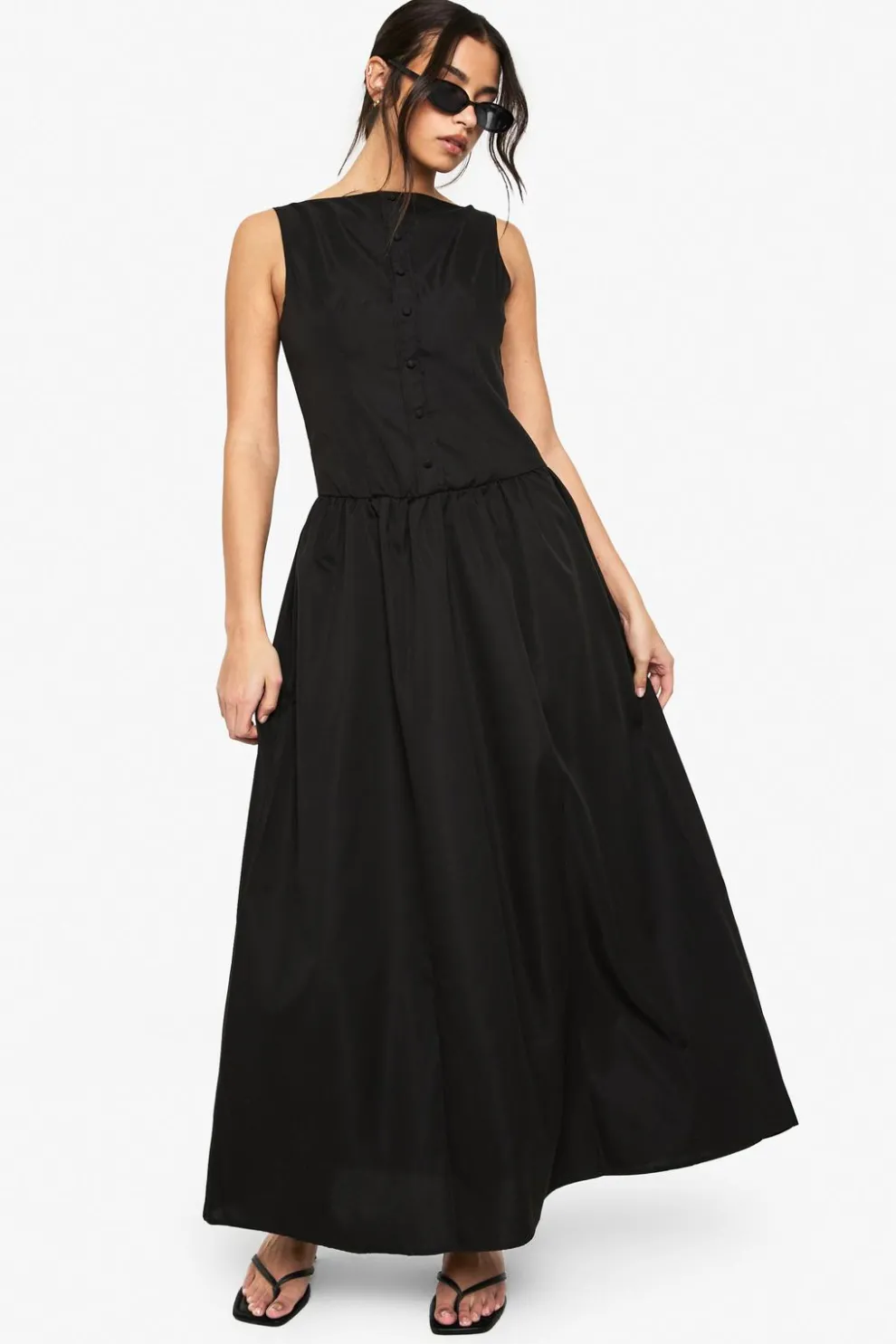 Slash Neck Button Detail Maxi Dress | Nasty Gal