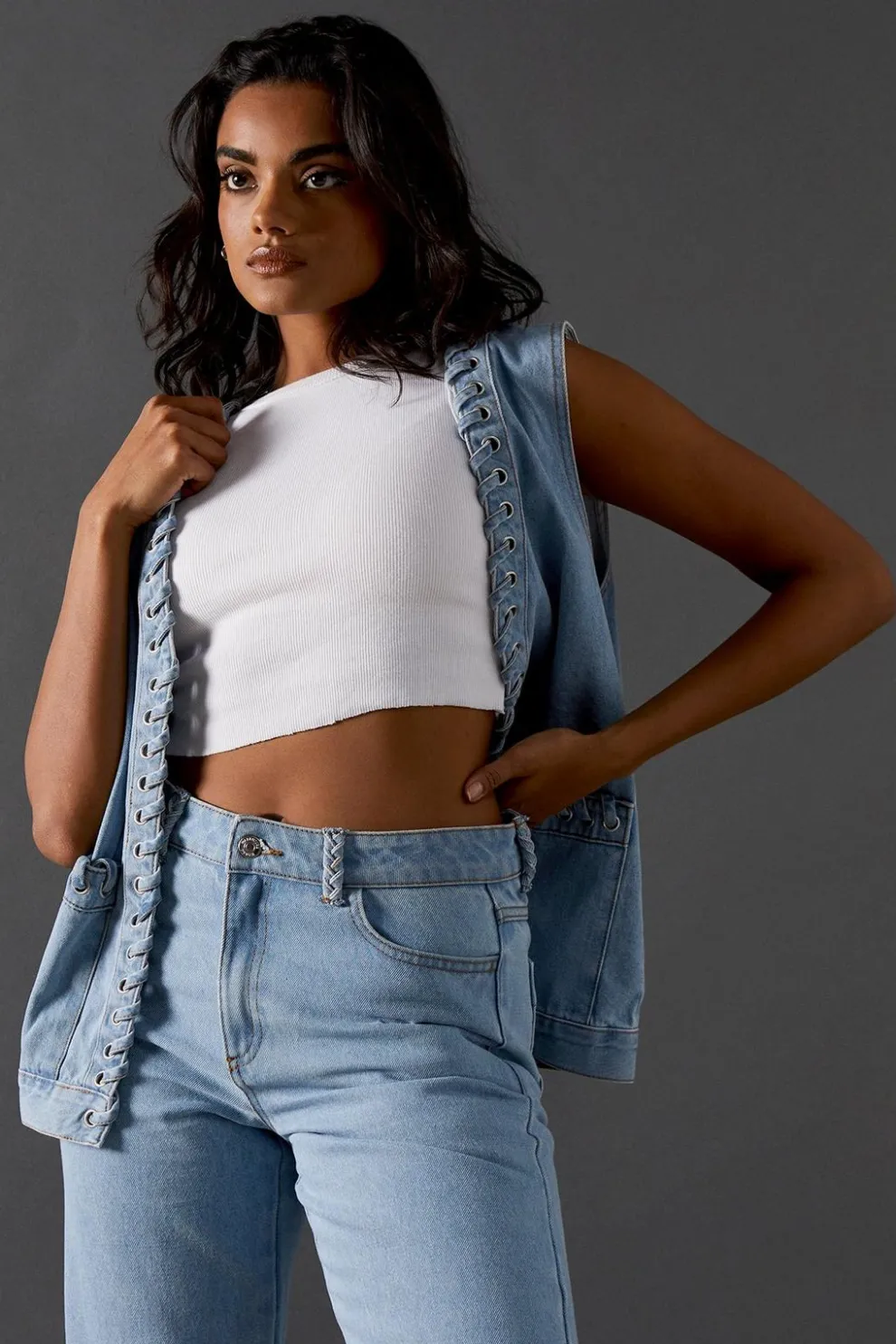 Denim Whipstitch Waistcoat | Nasty Gal