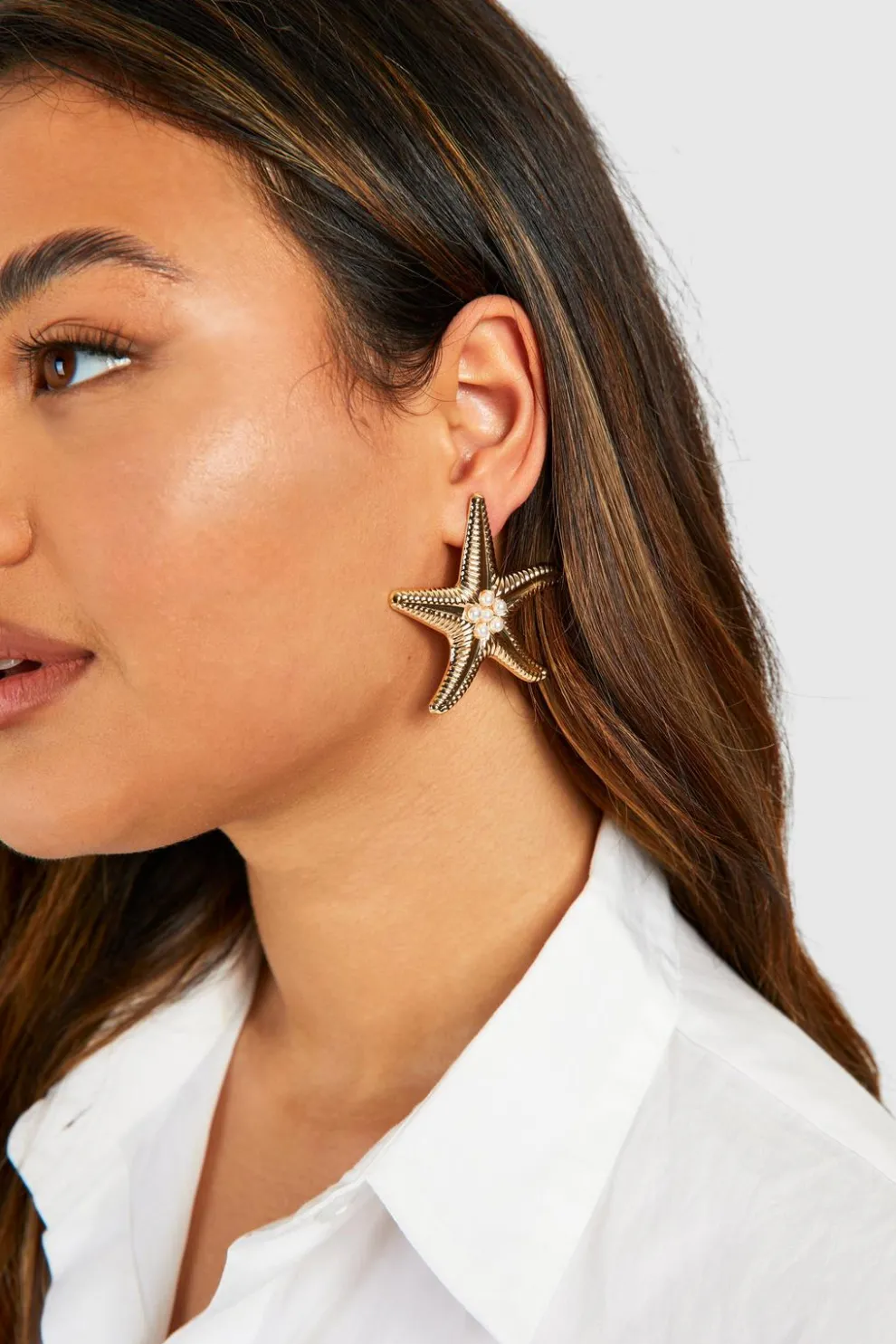 Statement Pearl Detail Starfish Earrings | Nasty Gal