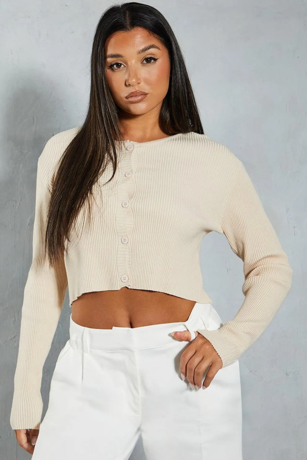 Rib Knit Wide Sleeve Cropped Cardigan | Nasty Gal