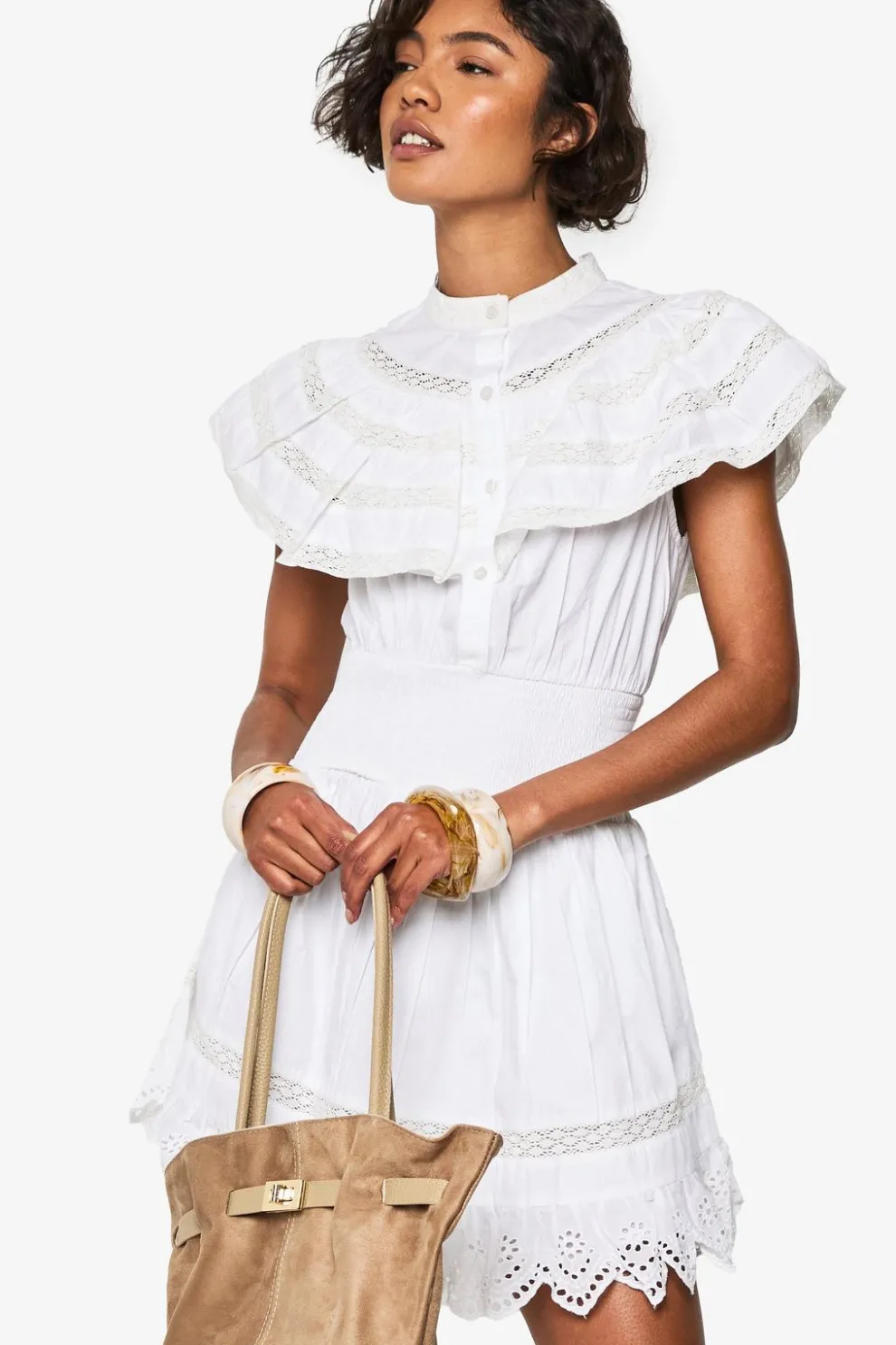 Tall Layered Frill Button Detail Mini Dress | Nasty Gal