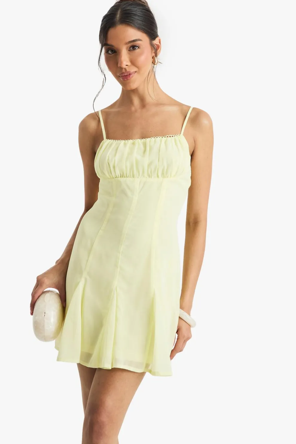 Chiffon Strappy Milkmaid Godet Hem Mini Dress | Nasty Gal