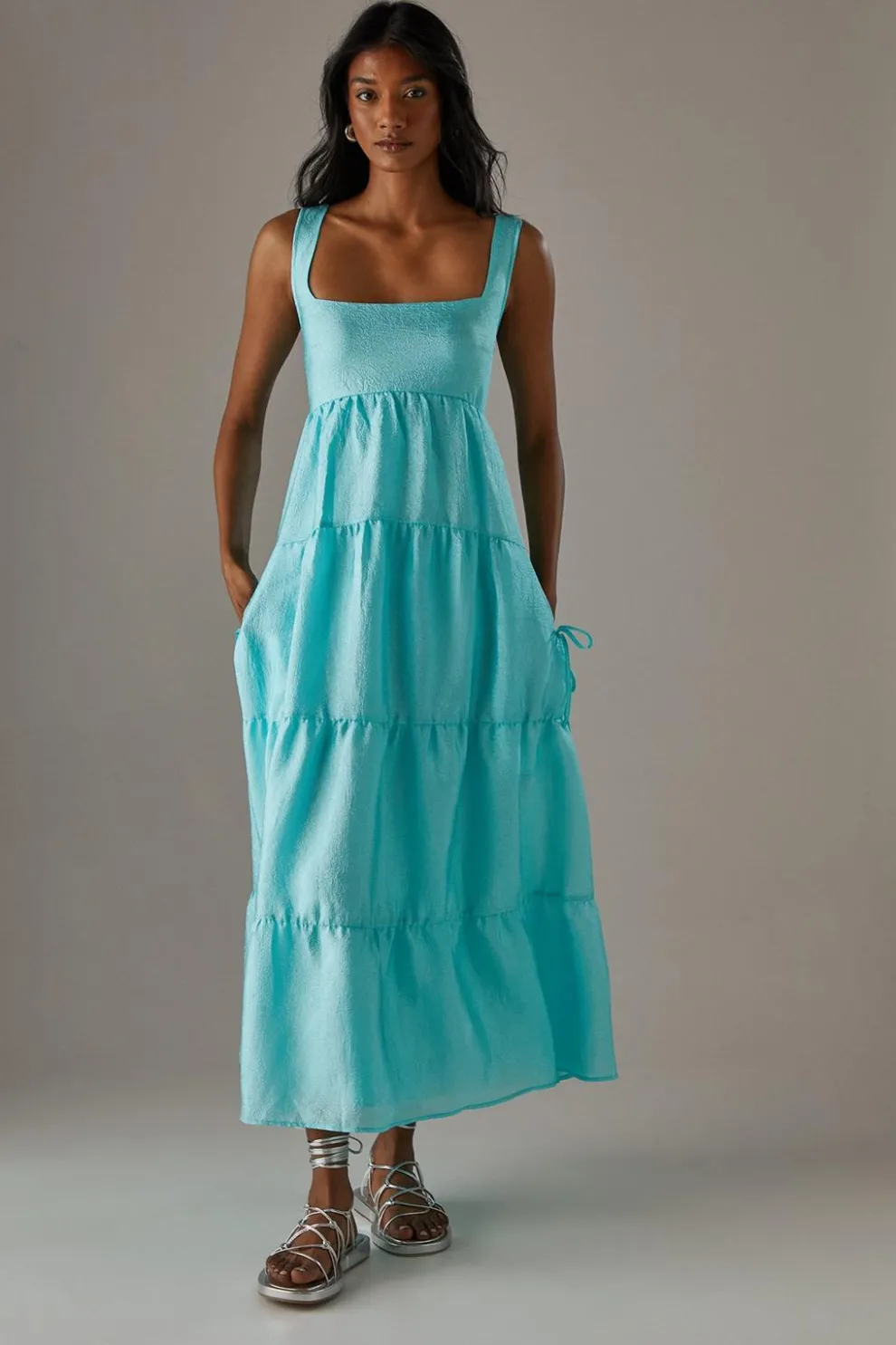 Square Neck Smock Midi With Below Pocket | Nasty Gal