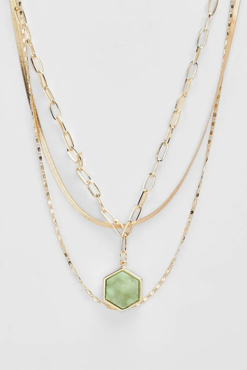 Green Stone Drop Chain Necklace | Nasty Gal
