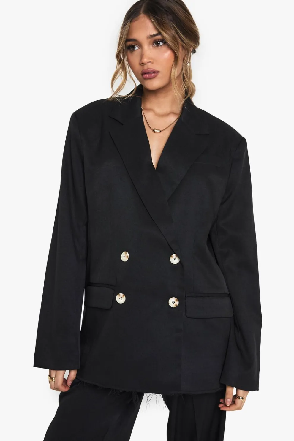 Woven Tailored Frayed Hem Blazer | Nasty Gal