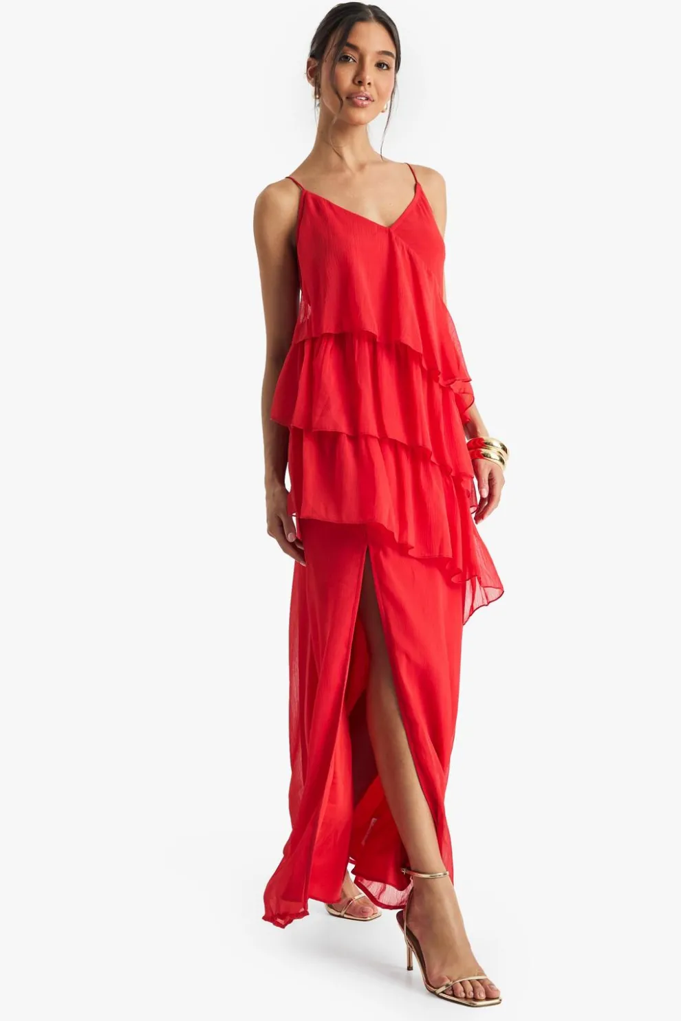 Chiffon Ruffle Cross Back Midaxi Dress | Nasty Gal