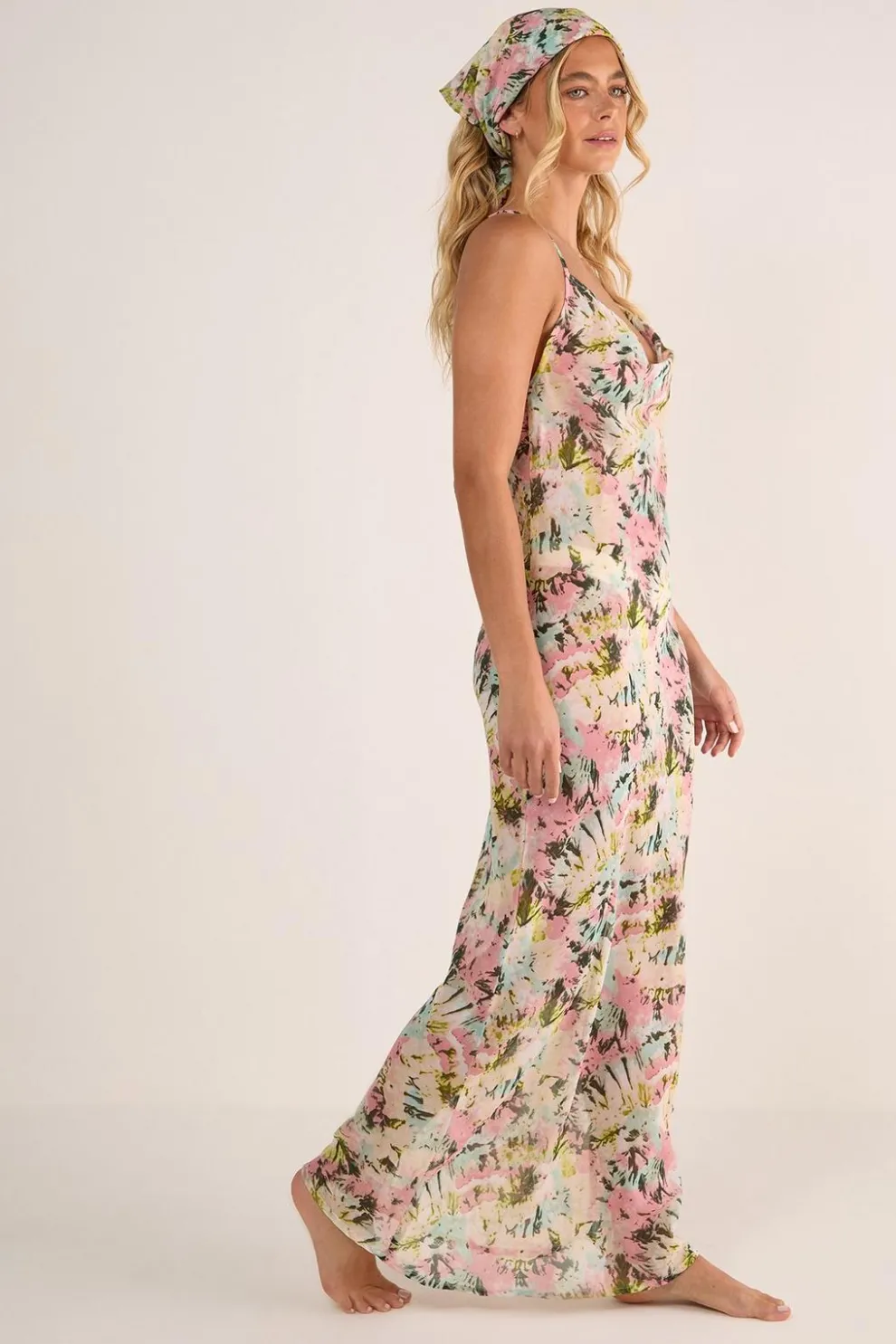 Tie Dye Cowl Neck Beach Dress and Headscarf | Nasty Gal