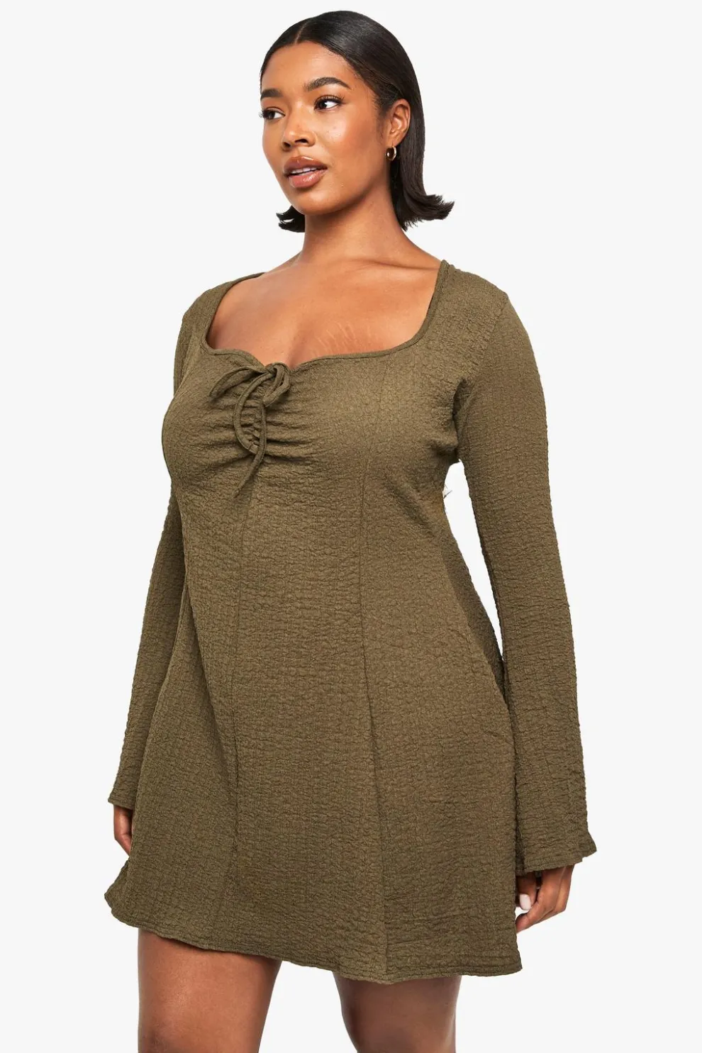 Plus Textured Ruched Bust Skater Dress | Nasty Gal