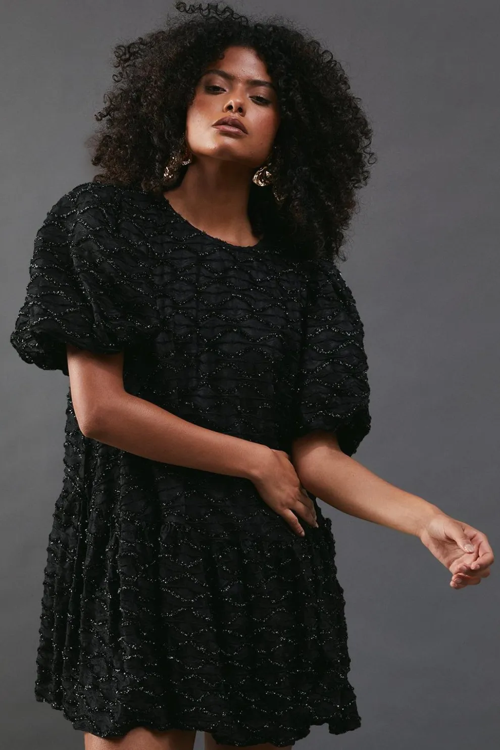 Metallic Tinsel Drop Waist Mini Smock Dress | Nasty Gal