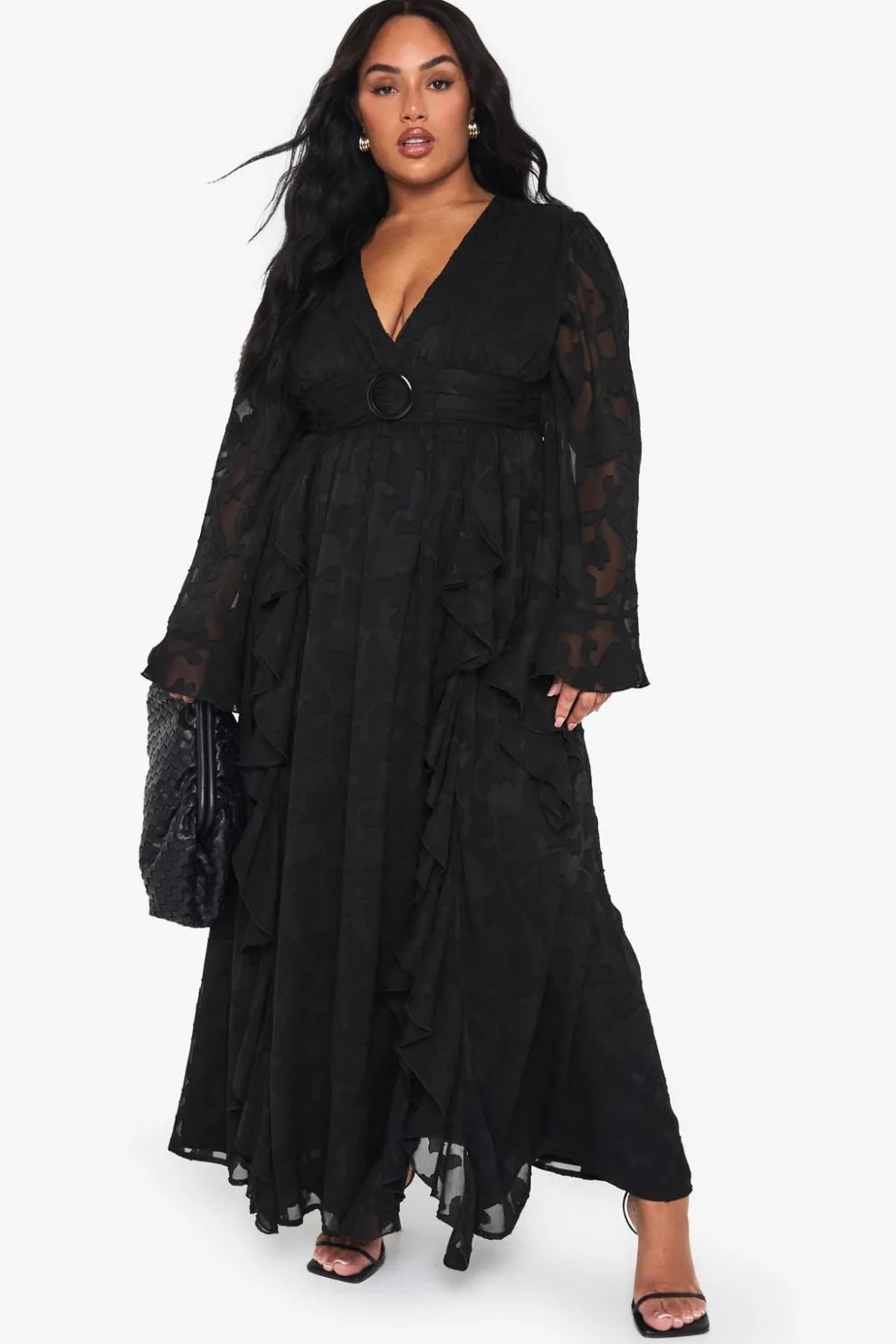 PLUS TEXTURED flare sleeve maxi dress | Nasty Gal