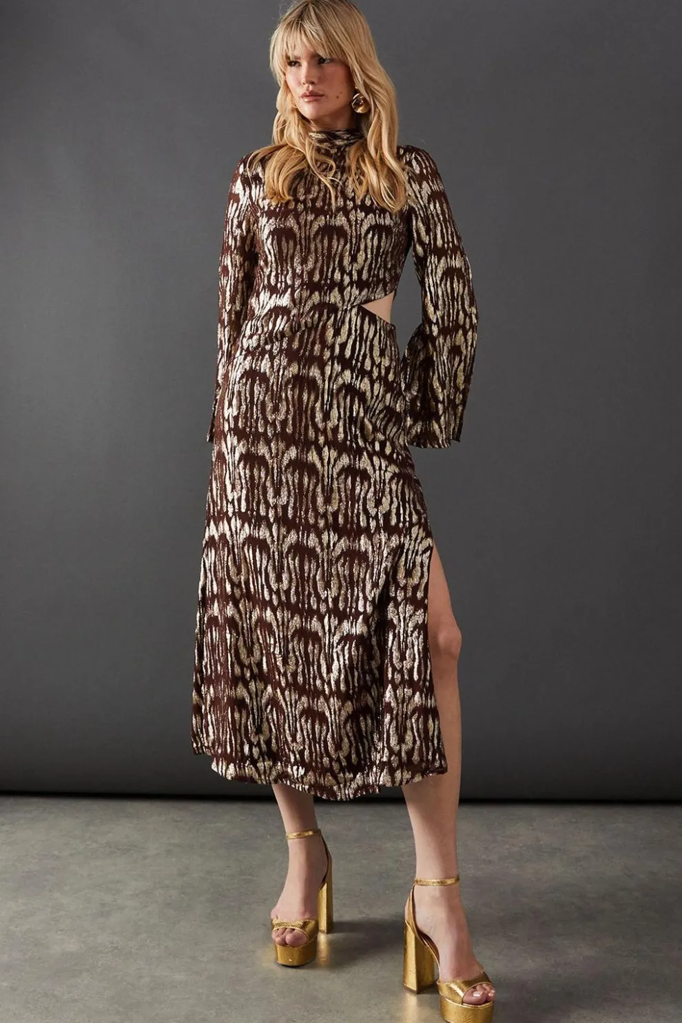 Animal Metallic Jacquard Midi Dress | Nasty Gal