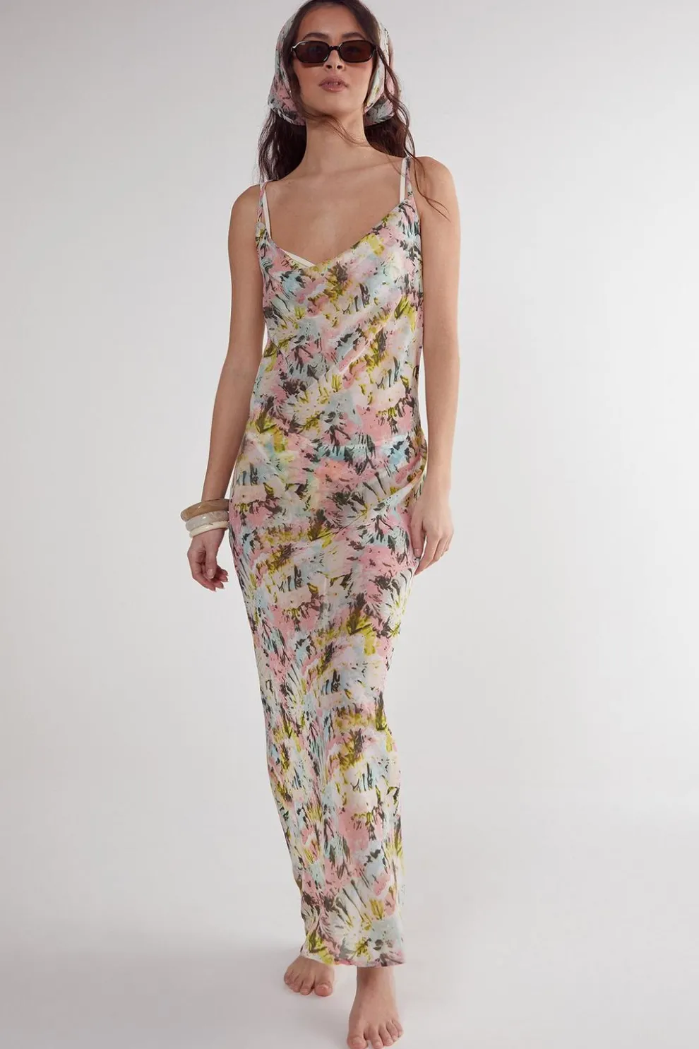 Tie Dye Cowl Neck Beach Dress and Headscarf | Nasty Gal