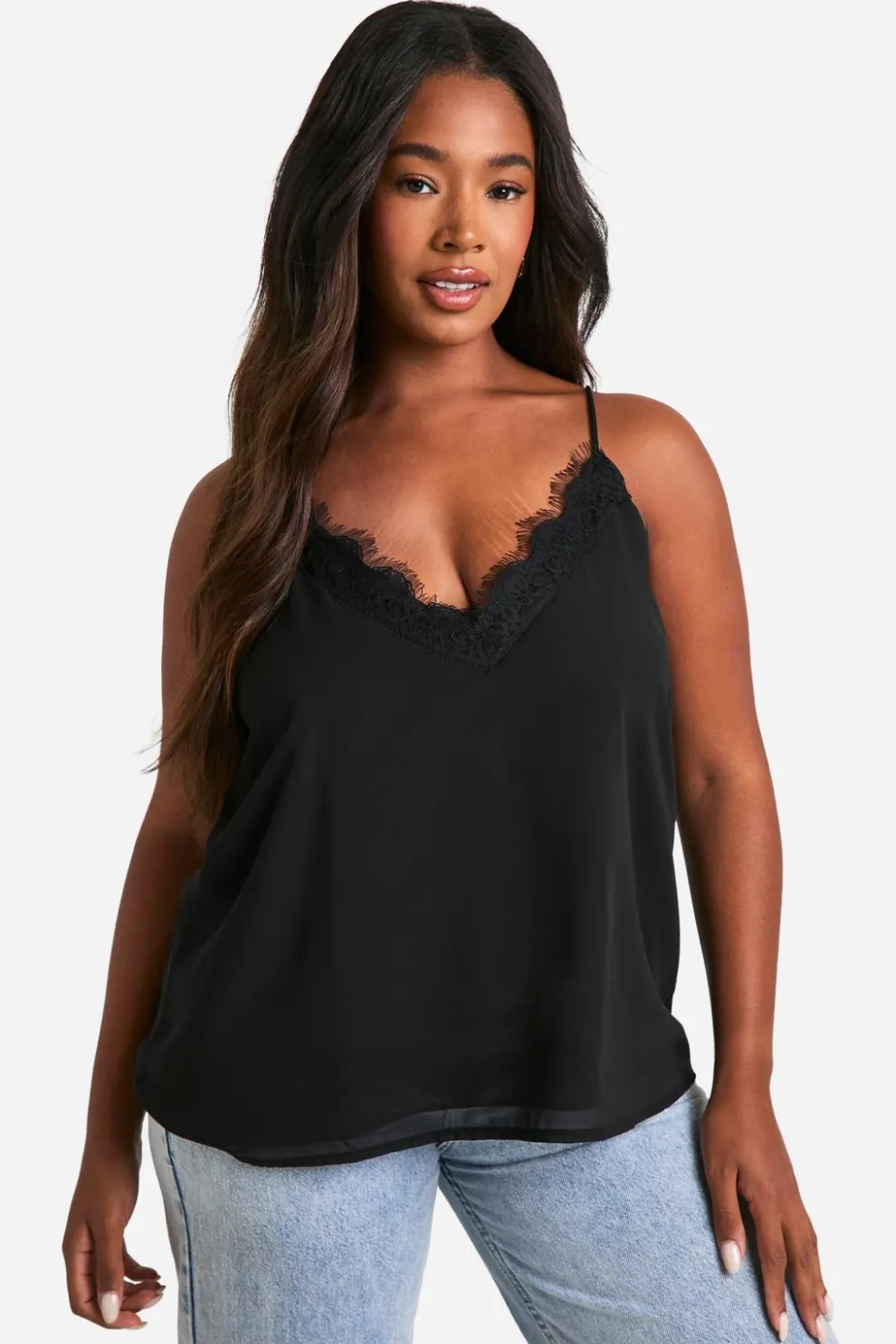 Plus Lace Insert Chiffon Cami Top | Nasty Gal