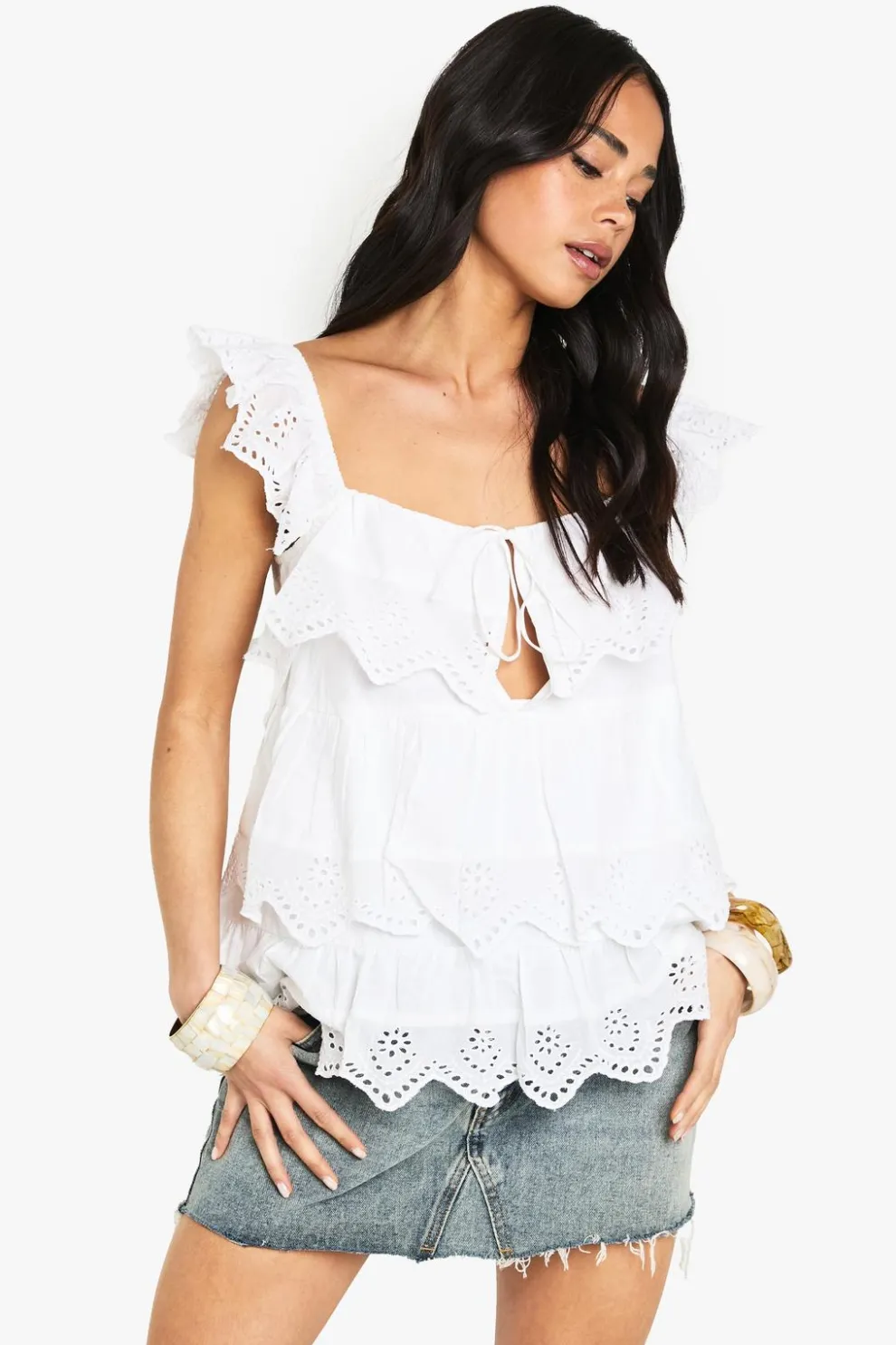 Broderie Trim Layered Cami Top | Nasty Gal