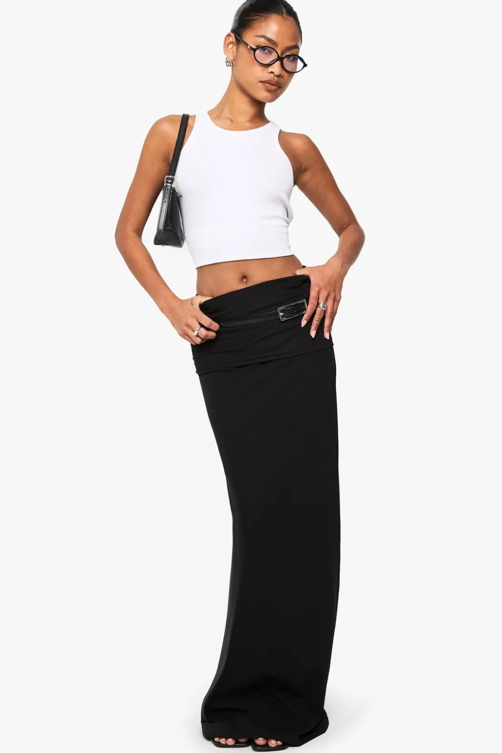Boohoo Basics Fold Over Waistband Maxi Skirt | Nasty Gal