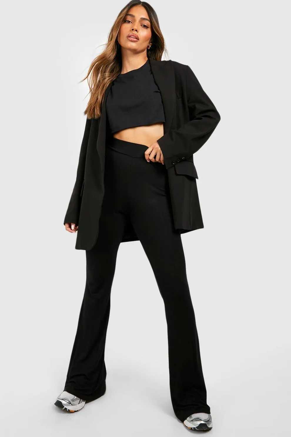Boohoo Basic High Waist Fit & Flare Trouser | Nasty Gal