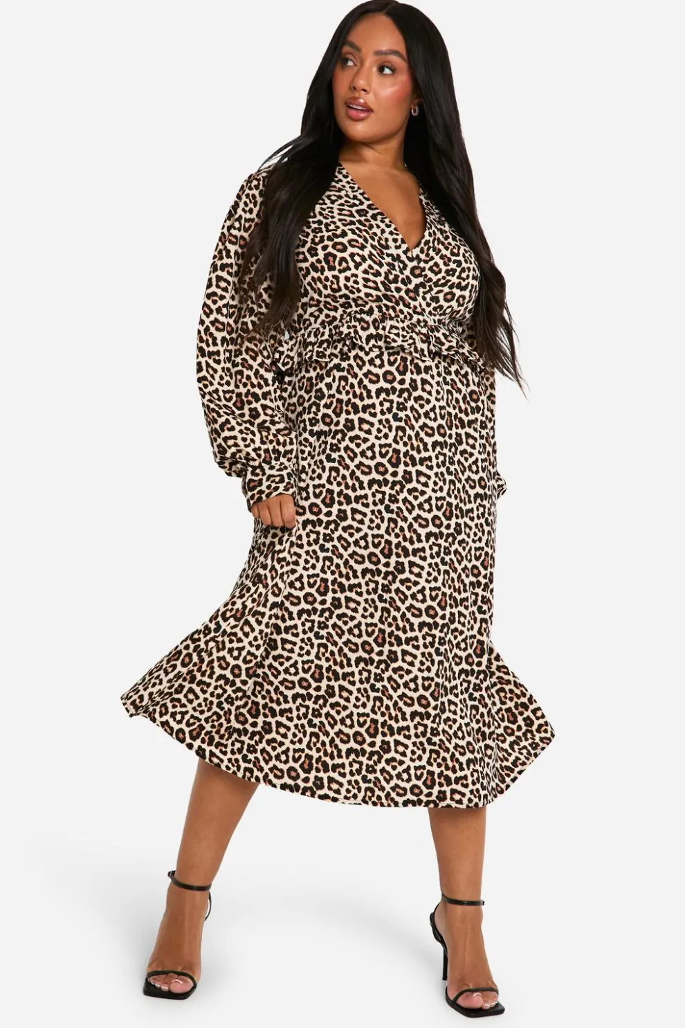 Plus Woven Leopard Wrap Midi Dress | Nasty Gal