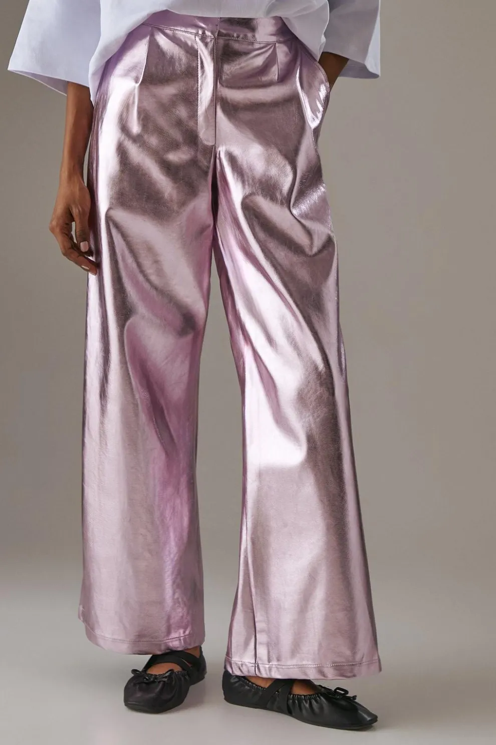 Metallic Wide Leg Trouser | Nasty Gal