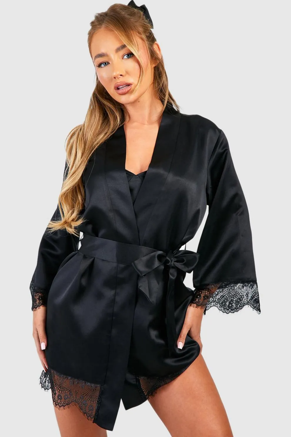 Satin Lace Trim Robe | Nasty Gal