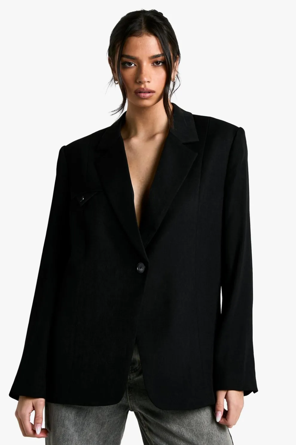 Woven Oversized Tailored Shoulder Pad Blazer | Nasty Gal