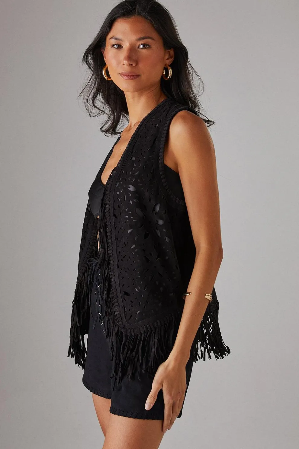 Real Suede Fringed Waistcoat | Nasty Gal