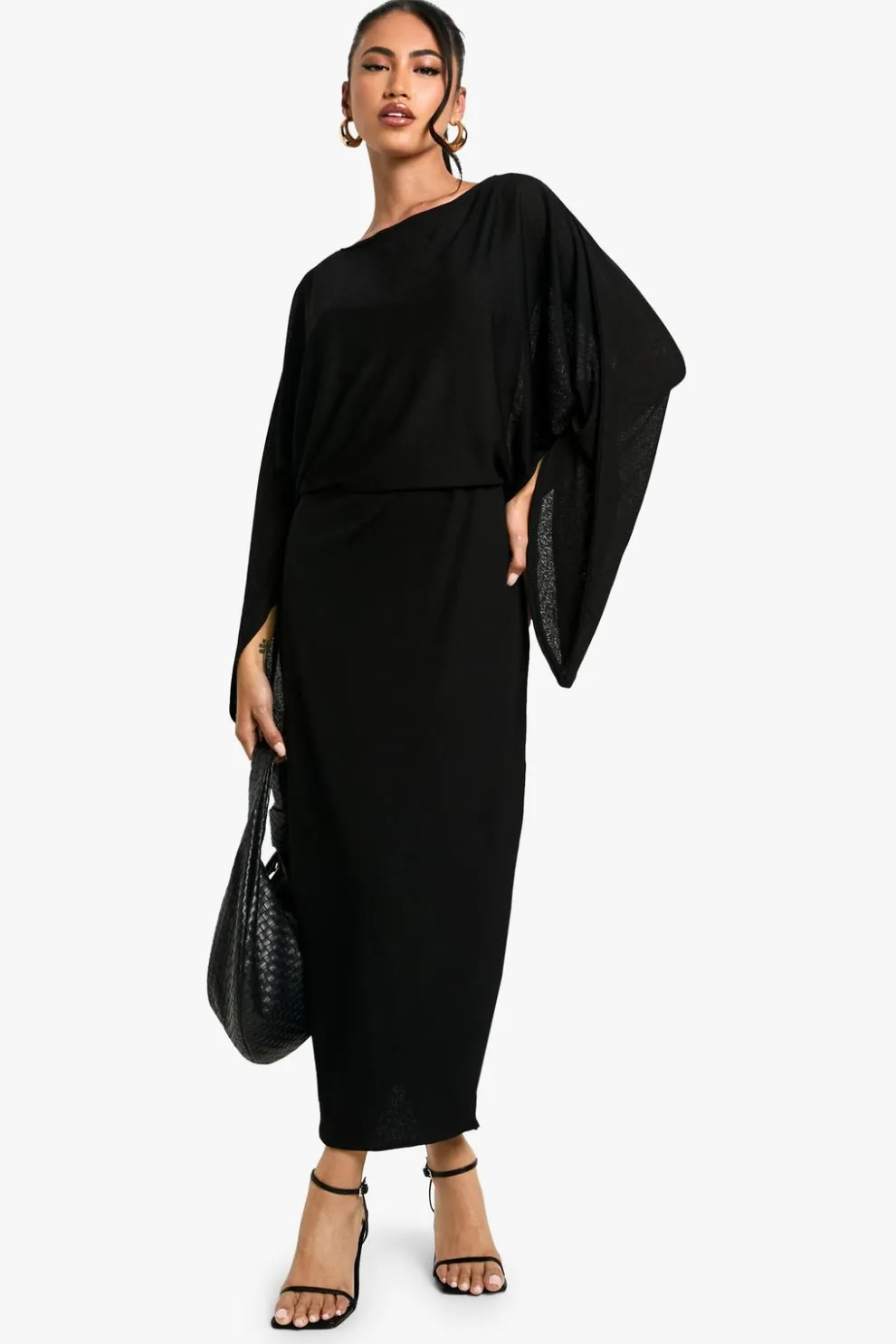 Boat Neck Flare Sleeve Midaxi Dress | Nasty Gal