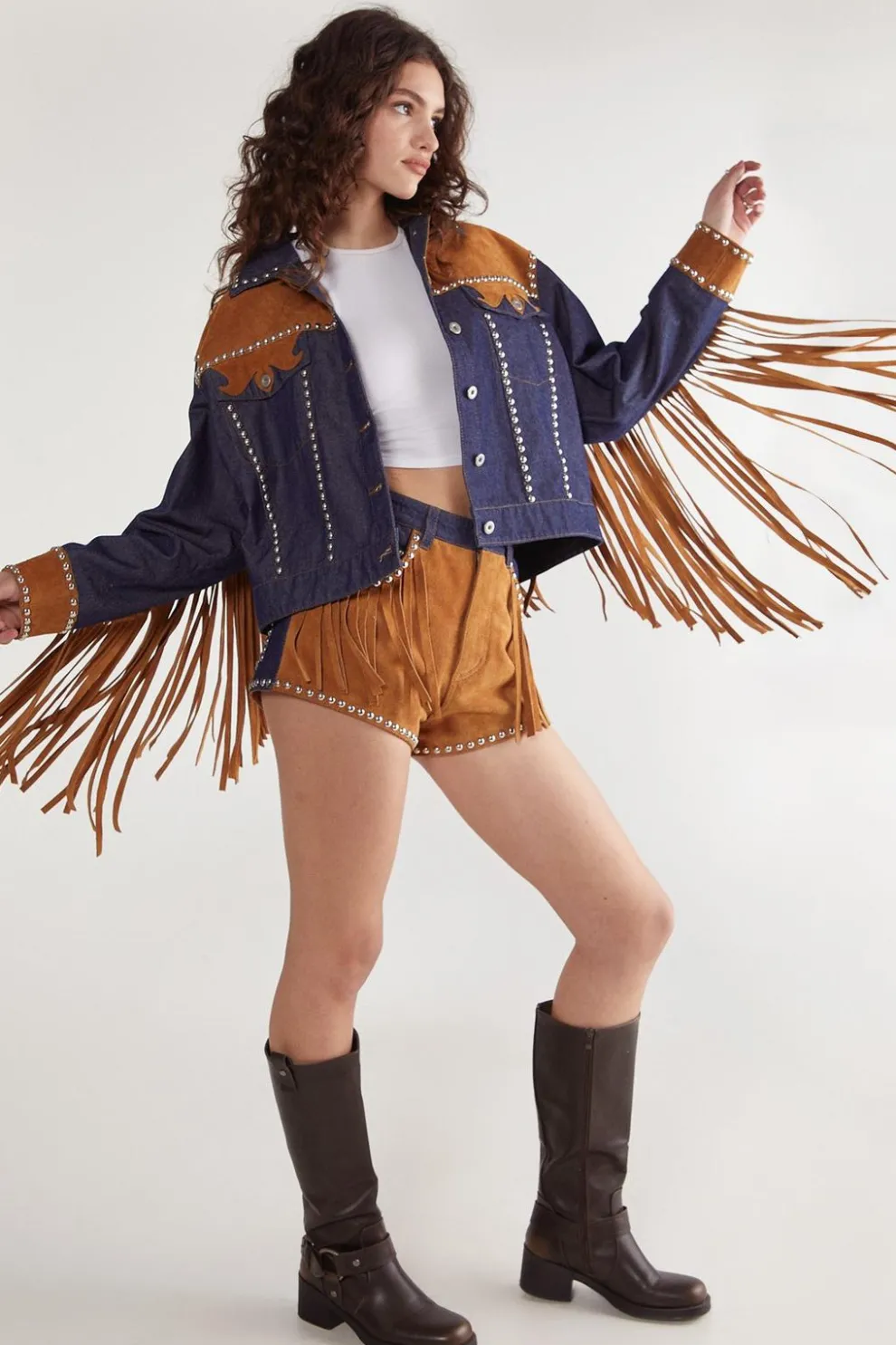 Denim Suede Mix Jacket | Nasty Gal