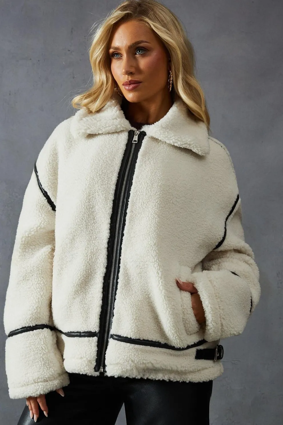 Teddy Faux Fur Aviator Jacket | Nasty Gal