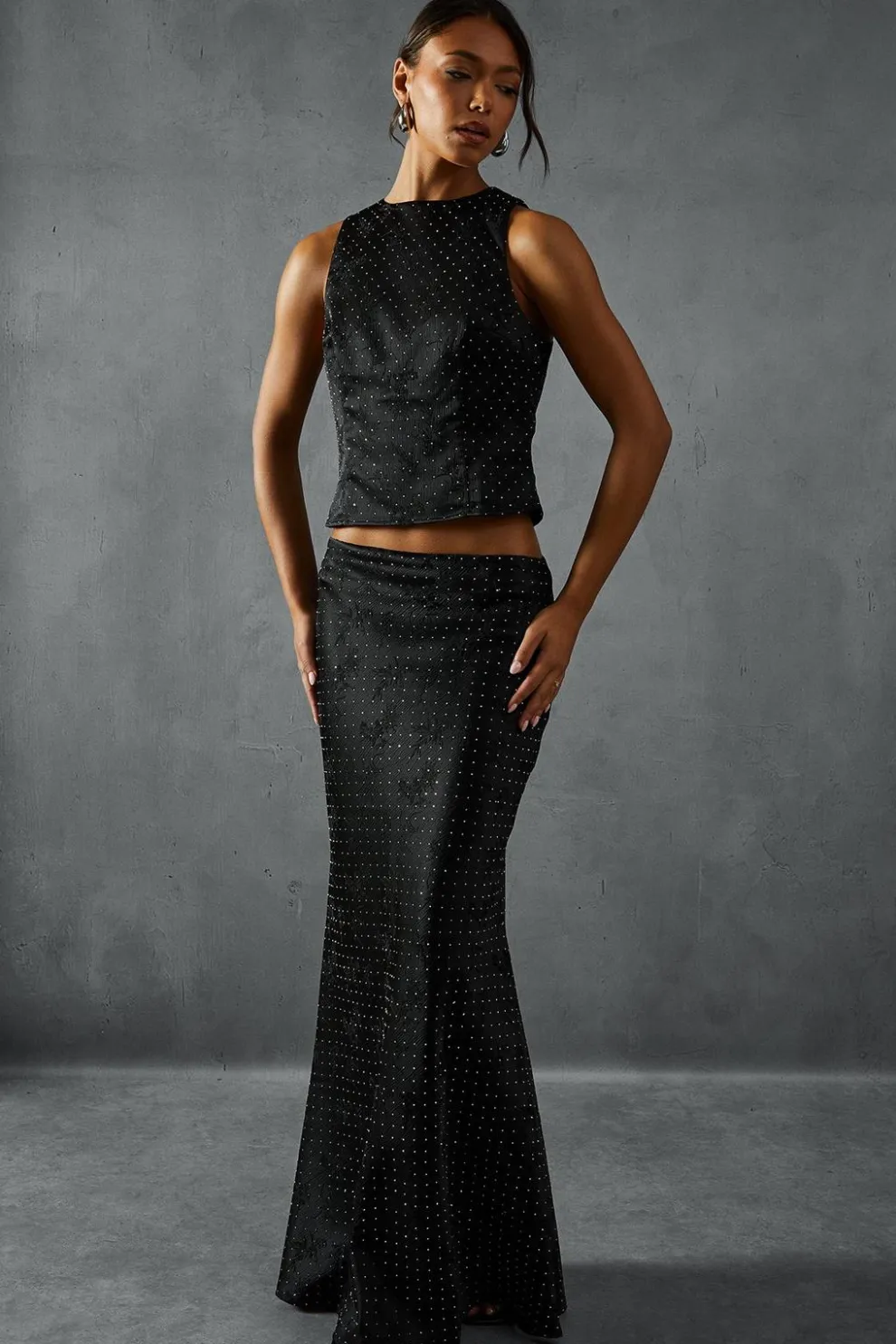 Diamante Hotfix Top And Maxi Skirt Co-Ord | Nasty Gal