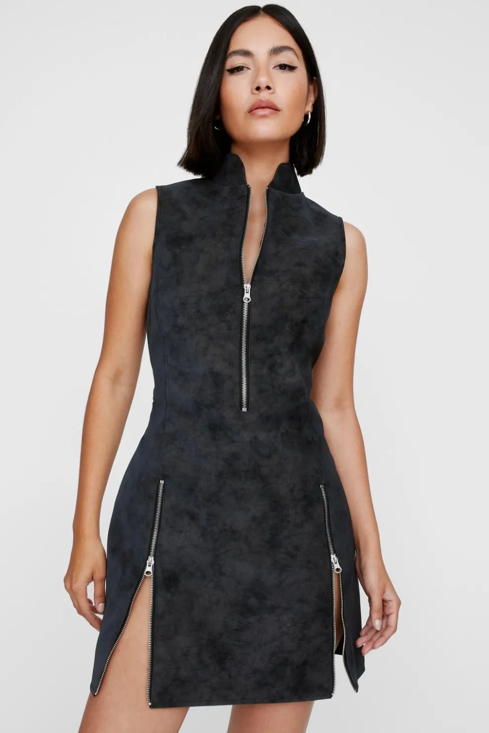 Distressed Faux Leather Mini Dress | Nasty Gal
