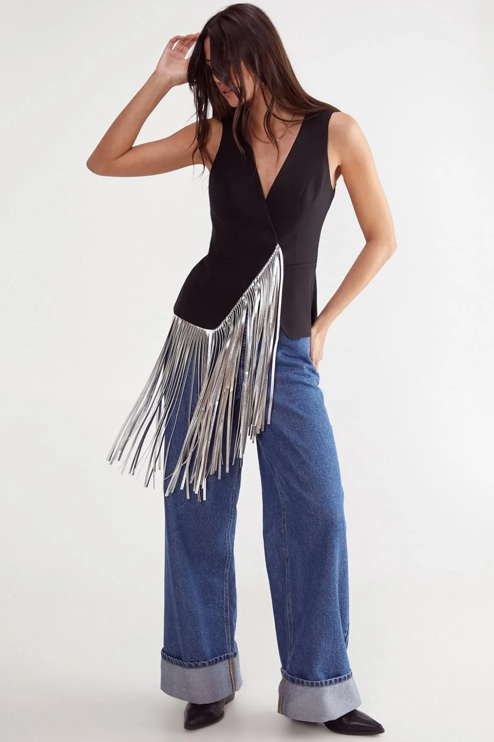 Tailored Faux Leather Fringed Top | Nasty Gal