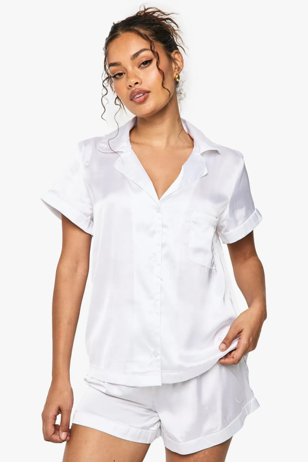 Bridal Satin Short Sleeve Shirt & Shorts Pyjama Set | Nasty Gal