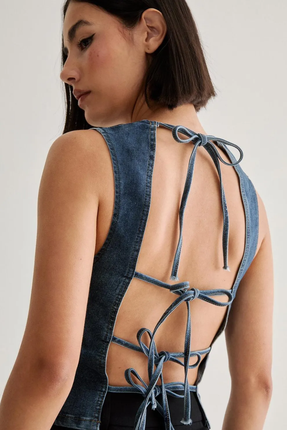 Denim Lace Back Top | Nasty Gal