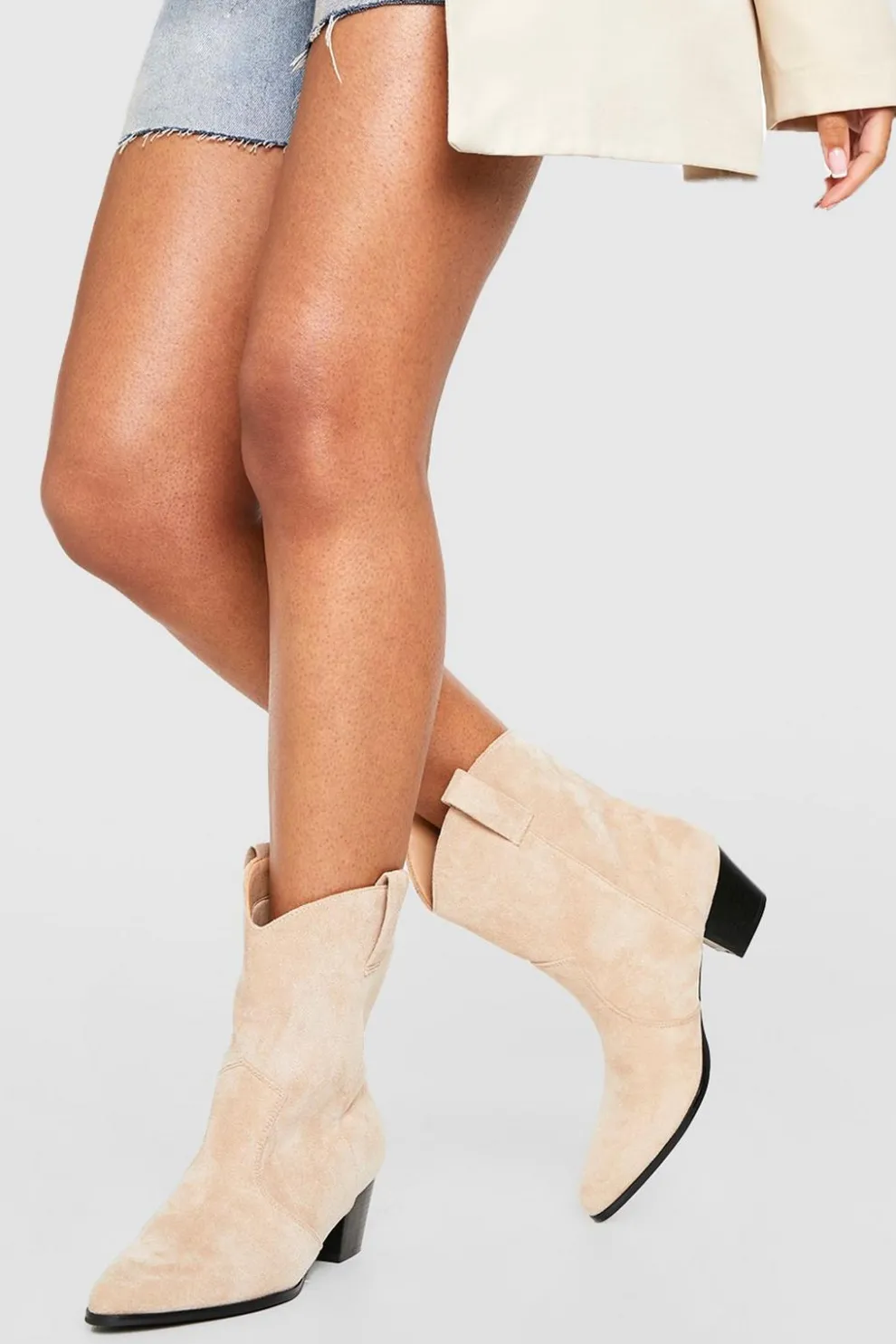 Faux Suede Tab Detail Western Cowboy Ankle Boots | Nasty Gal