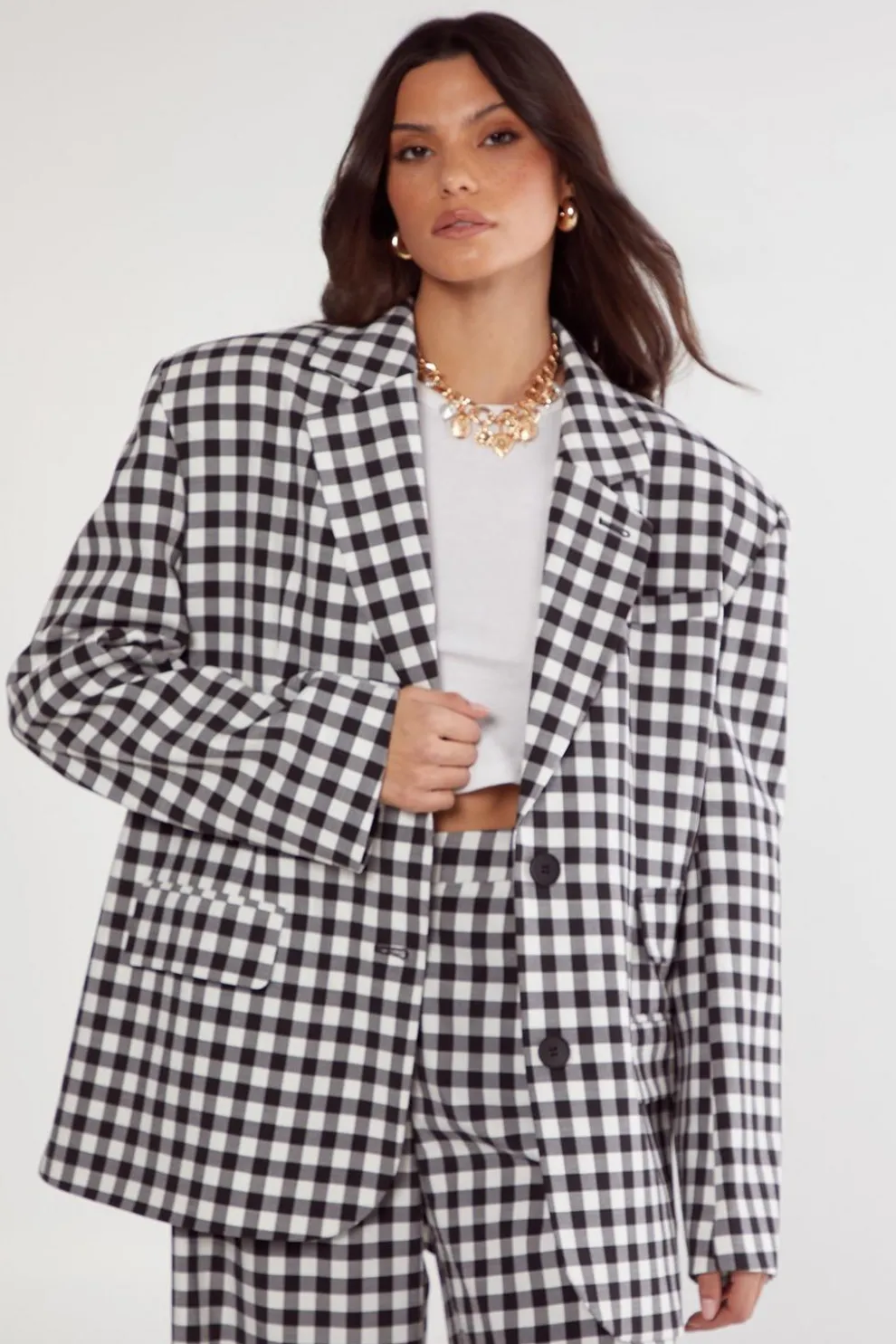 Gingham Tailored Blazer | Nasty Gal