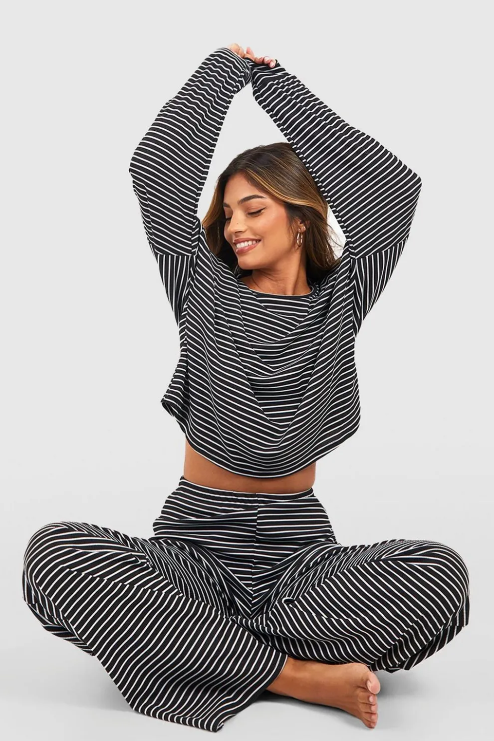 Loungewear Stripe Long Sleeve Top & Trousers Pyjama Set | Nasty Gal