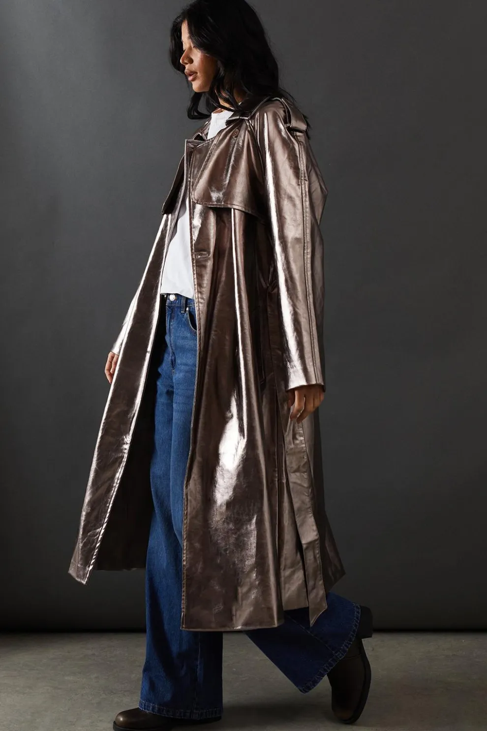 Metallic Belted Trench Coat | Nasty Gal
