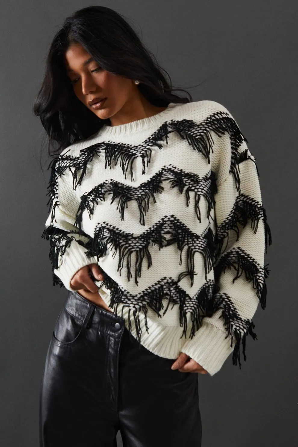 Fringe Stitch Detail Jumper | Nasty Gal