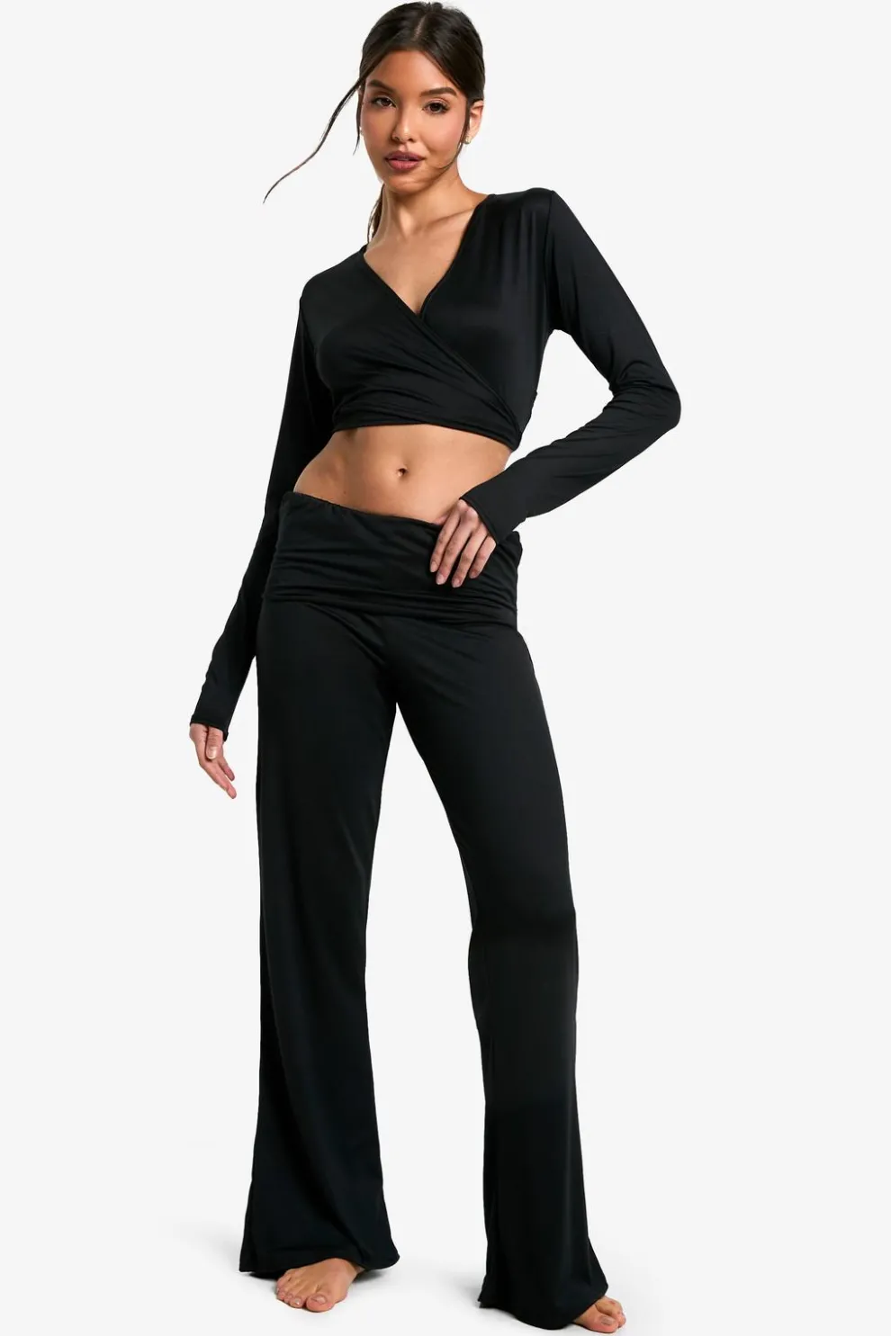 Loungewear Soft Touch Foldover Wide Leg Trousers | Nasty Gal