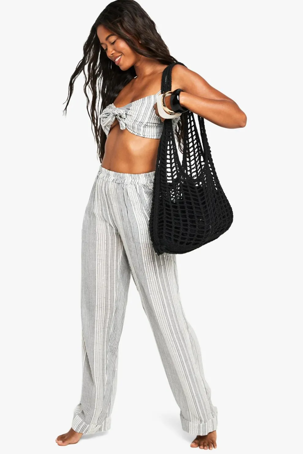 Sequin Stripe Cotton Beach Trousers | Nasty Gal