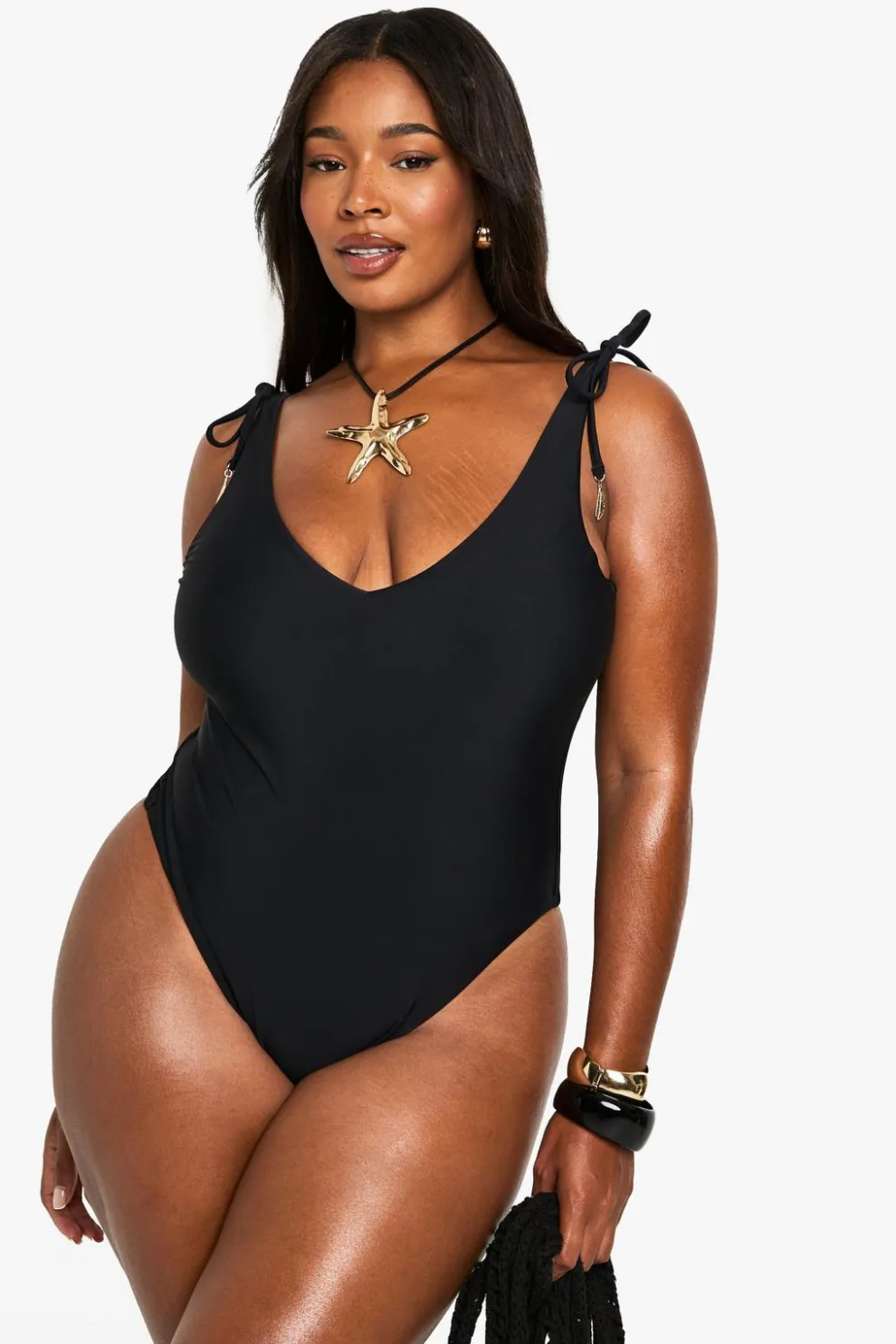 Plus Feather Charm Backless Swimsuit | Nasty Gal