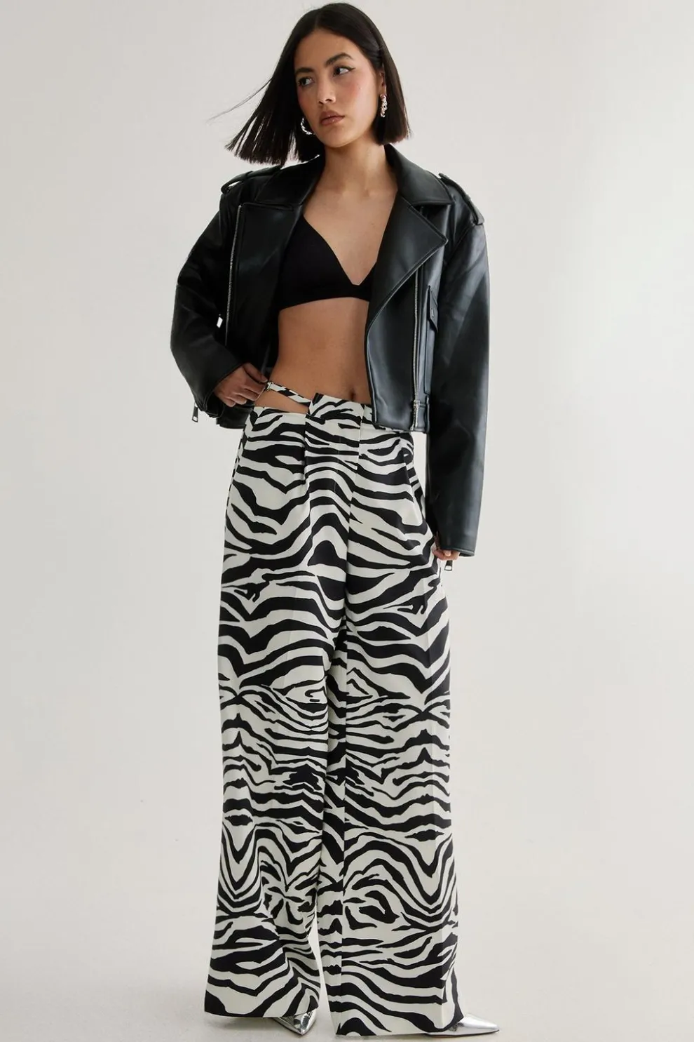 Zebra Print Tailored Cut Out Detail Trouser | Nasty Gal